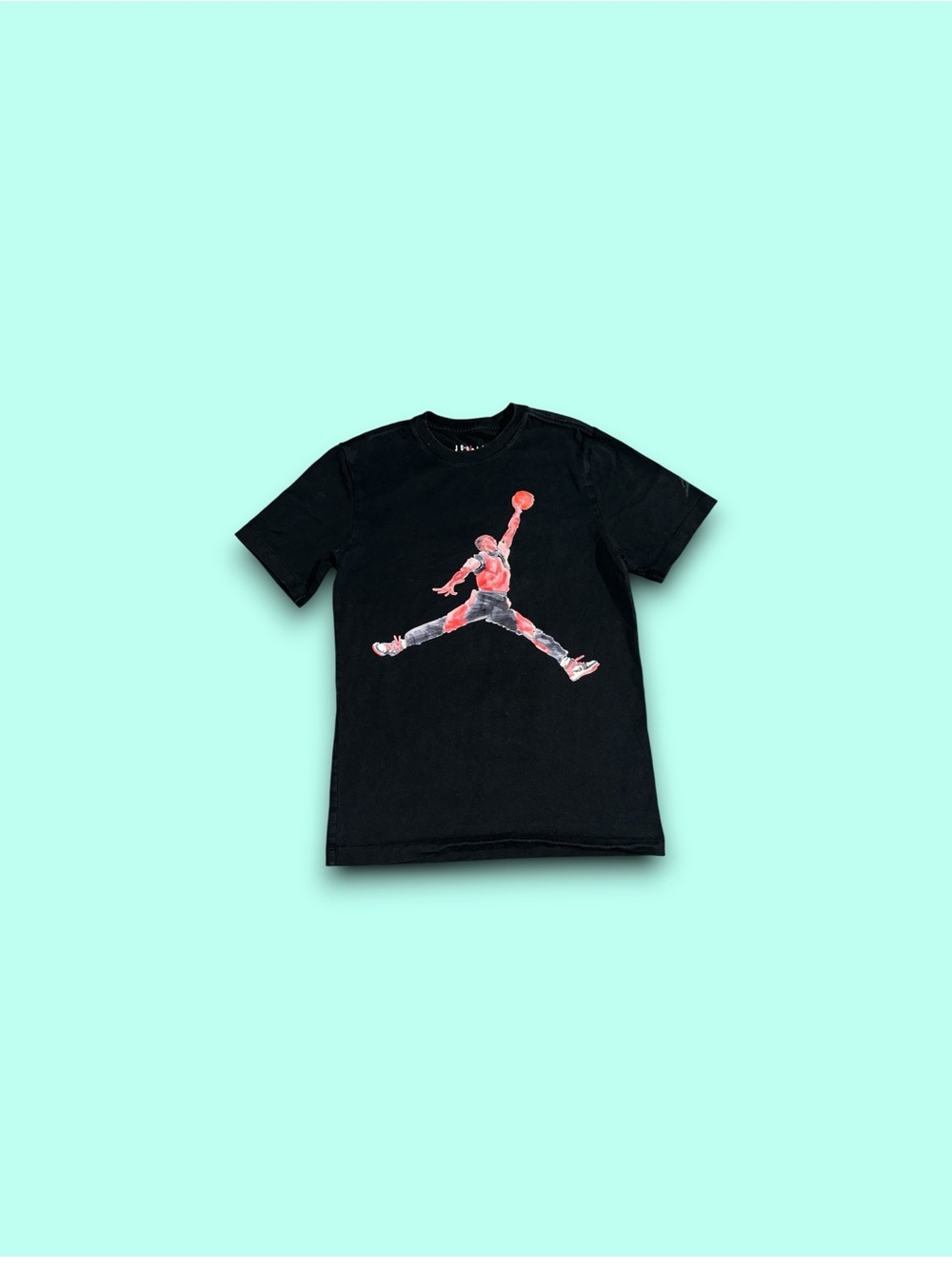 Jordan Watercolor Jumpman Graphic Tee FN5980-010 Black Cotton Mens Small